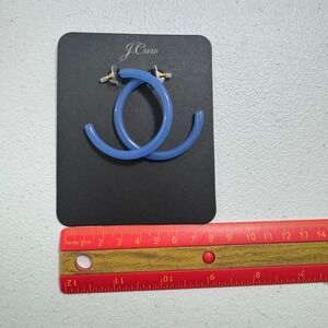 J. Crew Bright Peri Hoop Earrings Lucite Style Post Backs NWT OLD STOCK RARE